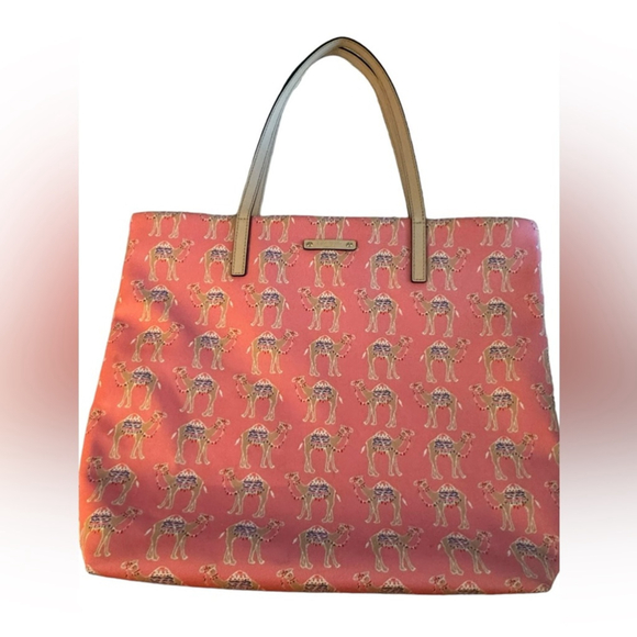 ♠️🐫Kate spade Shopper Spice Things Up camel canvas tote bag - Picture 2 of 6